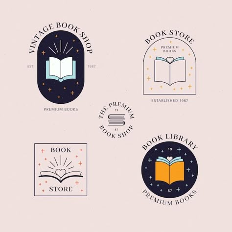 Logos Bookstore, Book Club Logo, Library Logo, Logo Generator, Space Logo, Beautiful Logos Design, Vintage Logos, Logo Book, Book Logo