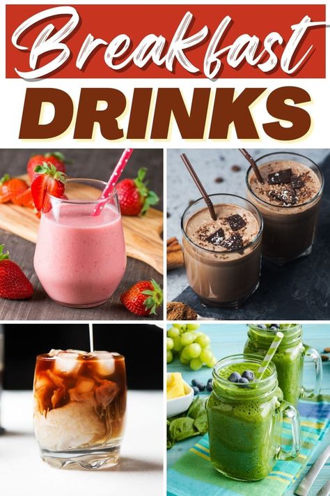 Start your day with these tasty breakfast drinks! From smoothies to coffee to orange juice, there's a beverage for everyone on this list. Breakfast Drink Ideas, English Breakfast Tea Latte, Breakfast Beverages, Breakfast Drinks, Asian Breakfast, Breakfast Cocktails, Italian Drinks, Cocktail Juice, Smoothie King