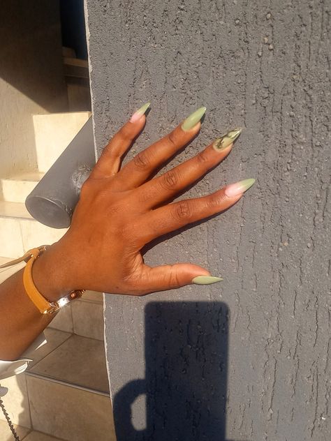 Sage Green Ombre Nails, Green And Tan Nails, Tan Nail Designs, Green Ombre Nails, Matcha Nails, Tan Nails, Nail Polish Jewelry, Brown Acrylic Nails, Brown Acrylic