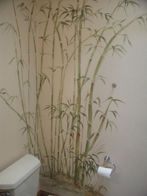 Bamboo Mural, Bathroom Mural, Bath Makeover, Bamboo Bathroom, Asian Homes, Asian Home Decor, Bamboo Wall, Botanical Wallpaper, Mural Wall Art