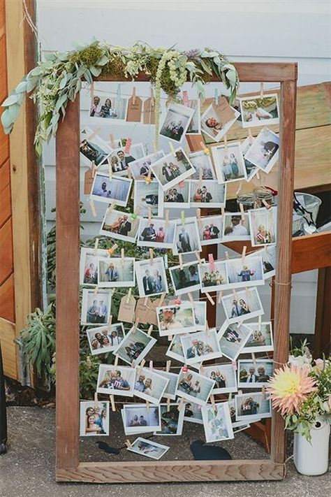 Fabulous wedding photo display ideas for your reception. See more decorating ideas at www.yourweddingcompany.com Photo Display Ideas For Wedding, Diy Polaroid Display, Polaroid Display, Polaroid Collage, Unique Bridal Shower Favors, Wedding Photo Walls, Photo Collage Diy, Wedding Photo Display, Rustic Wedding Decorations