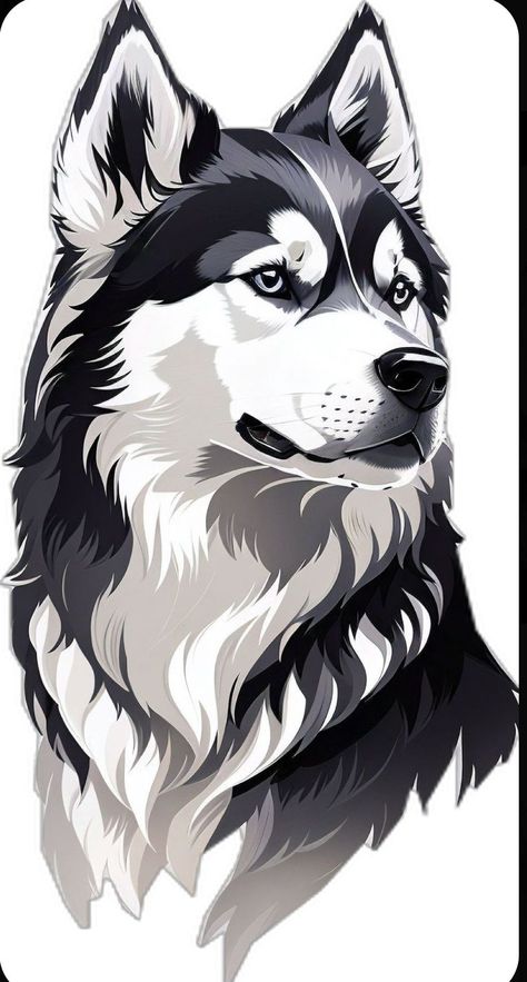 Husky Dogs Drawing, Haski Dog, Husky Tattoo, Wolf Vector, Husky Drawing, Animal Stencil Art, Husky Logo, Disney Drawings Sketches, Animal Stencil