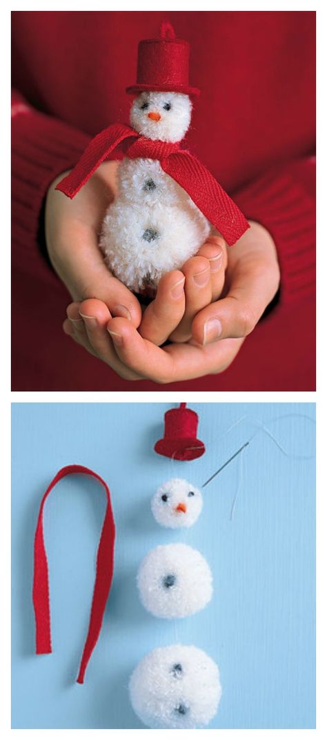 DIY Adorable Pom-Pom Snowman Christmas Crafts Snowman, Diy Snowman Decorations, Snowman Diy, Diy Snowman Ornaments, Christmas Pom Pom, Snowman Crafts Diy, Diy Pom Poms, Diy Snowman, Pom Pom Crafts