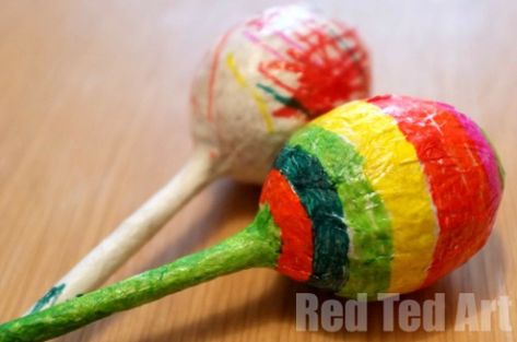 Maracas from Easter Eggs Maracas Craft For Kids, Maracas Craft, Instrument Craft, Homemade Musical Instruments, Red Ted Art, Kids Homemade, Diy Instruments, Music Crafts, Mexican Crafts