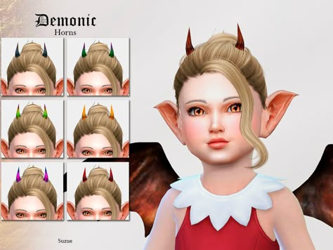 Demon Clothing, Demon Clothes, Sims Cc Hair, Kawaii Choker, Sims 4 Halloween, Mods Ts4, Sims 4 Cc Accessories, Sims 4 Cc Eyes, Toddler Hats