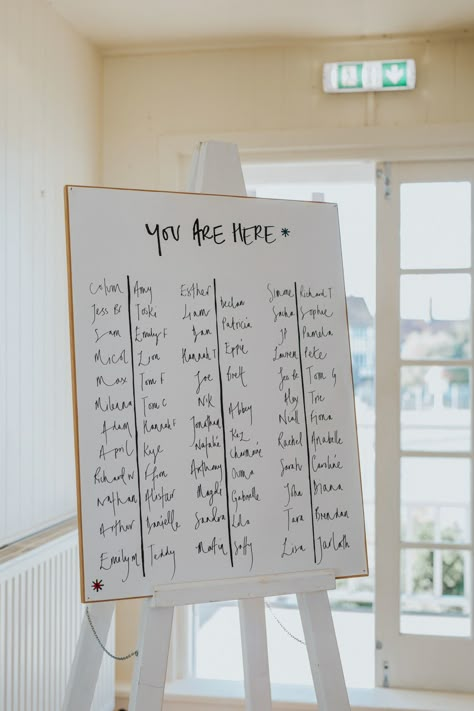 Table Plan Seating Chart Lettering Handwritten Thorpeness Country Club Wedding Charlotte Razzell Photography #TablePlan #SeatingChart #Lettering #Handwritten #Wedding #Calligraphy Embroidered Seating Chart, Letter To The Table Wedding, Simple Table Plan Wedding, Affordable Seating Chart, Wedding Handwritten Letters, Wedding Seating Chart Ideas Table Plans, Hand Lettered Wedding Signs, Wedding Table Stationary, Hand Written Seating Chart