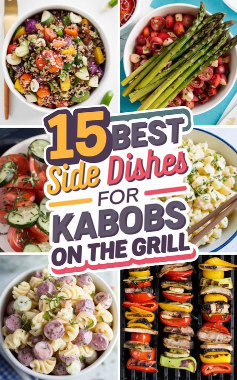 🍋🌽 Take your kabob game to the next level with these tasty side dish ideas! #grillnight #foodlove #sogood Sides For Grilled Steak, Kabob Sides Dish Ideas, What To Serve With Kabobs, Kabob Dinner, Steak And Shrimp Kabobs, What To Serve With Steak, Grilled Vegetable Kabobs, Kabobs On The Grill, Grilled Steak Kabobs