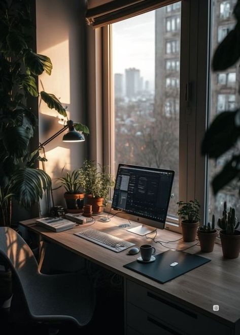 Modern Office Interiors, Home Studio Setup, Office Room Decor, Workspace Inspiration, Small Home Office, Workspace Design, Home Office Setup, Home Office Space, Office Setup