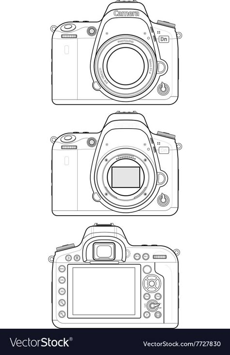 Digital Camera Drawing, Camera Illustration Art, Drawing Of Camera, Camera Drawing Sketches, Camera Diagram, Camera Drawing Simple, Draw Camera, Camera Line Art, Camera Drawing Art