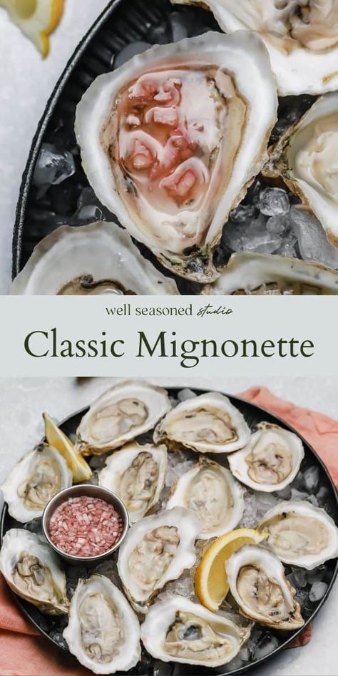 Mignonette Recipe, Mignonette Sauce, Oysters On The Half Shell, Cooked Oysters, Grilled Oysters, Oyster Roast, Raw Oysters, Oyster Recipes, Fresh Oysters