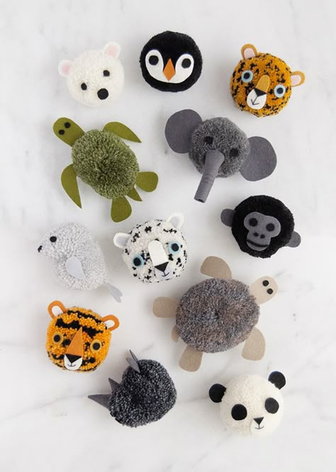 Endangered Animals Pom Poms | Handmade Charlotte Pom Pom Ideas, Pompom Crafts, Pom Pom Animals, Diy Pom Poms, Handmade Charlotte, Pom Crafts, Pom Pom Maker, Diy Pom Pom, Pom Pom Crafts