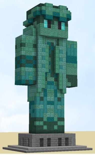 Minecraft Monkey Statue, Cool Minecraft Statues, Minecraft Guardian Statue, Minecraft Trident Statue, Minecraft Guard Statue, Minecraft Spawn Builds, Minecraft Stonehenge, Minecraft Statue Design, Minecraft Wolf Statue