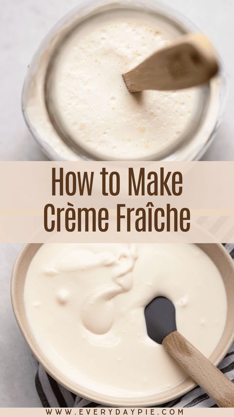 It couldn't be simpler to make Crème Fraîche at home, using two simple ingredients. Find out everything you need to know about homemade creme fraiche in this recipe! Fraiche Table Recipes, How To Make Creme Fraiche, Cream Fresh Recipes Creme Fraiche, Creme Fresh Recipe, Crème Fraiche Recipes, Creme Fraiche Recipe, Creme Fraiche Recipes, French Cream, Sweet Sauces