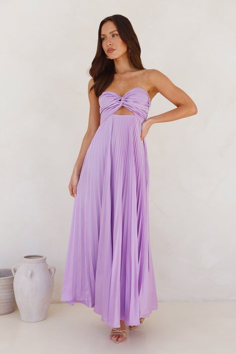 Frosted Berry Strapless Pleated Maxi Dress Lilac Simple Floral Dress, Light Purple Bridesmaid Dresses, Long Spring Dresses, Purple Long Dress, Purple Bridesmaid Dress, Berry Dress, Fancy Event, Lilac Bridesmaid Dresses, Dresses Flowy