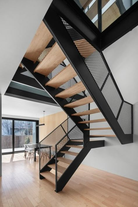 Industrial Stairs Design, Industrial Staircase Design, Industrial Staircase, Industrial Stairs, Open Staircase, Stair Design, Steel Stairs, Stairs Design Modern, Home Stairs