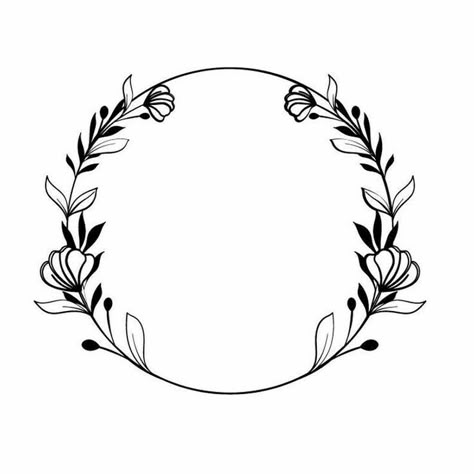 Flower Svg Free, Floral Wreath Drawing, Circle Flower, Circle Borders, Idee Cricut, Floral Circle, Wreath Drawing, Wreath Svg, Circle Drawing