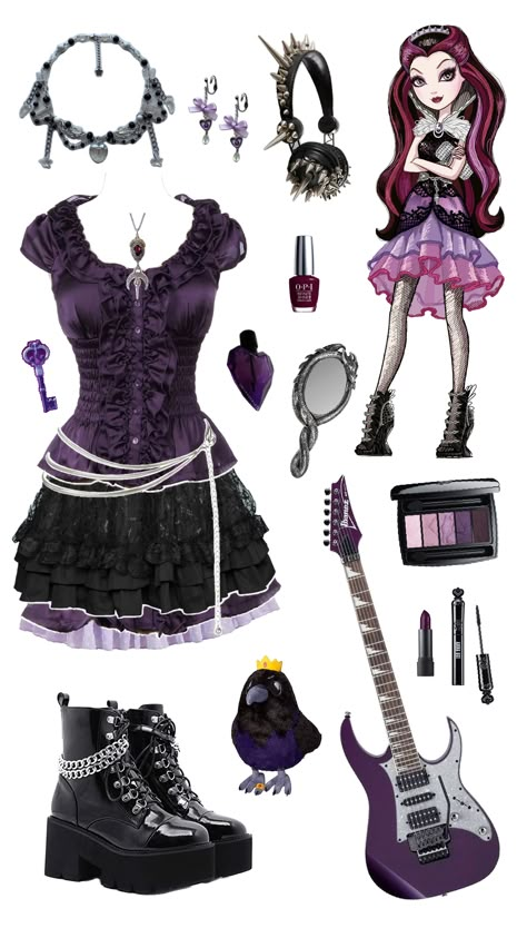 raven queen ever after high inspired outfit Raven Ever After High Costume, Ever After High Characters Outfits, Raven Queen Outfit Ideas, Halloween Costumes Ever After High, Eah Inspired Outfits, Ever After High Outfits Inspiration, Raven Queen Aesthetic Outfits, Raven Queen Inspired Outfits, Ever After High Halloween Costumes