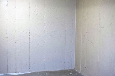 A Cheap Way to Disguise a Cinder Block Wall Cinder Block Cover Up Ideas, Wallpaper Over Cinder Block, Cheap Shower Wall Ideas, Cinder Block Walls Interior Makeover, Decorating Cinder Block Walls, Shower Wall Ideas, Cheap Wall Covering, Concrete Wall Covering, Knockdown Texture Walls