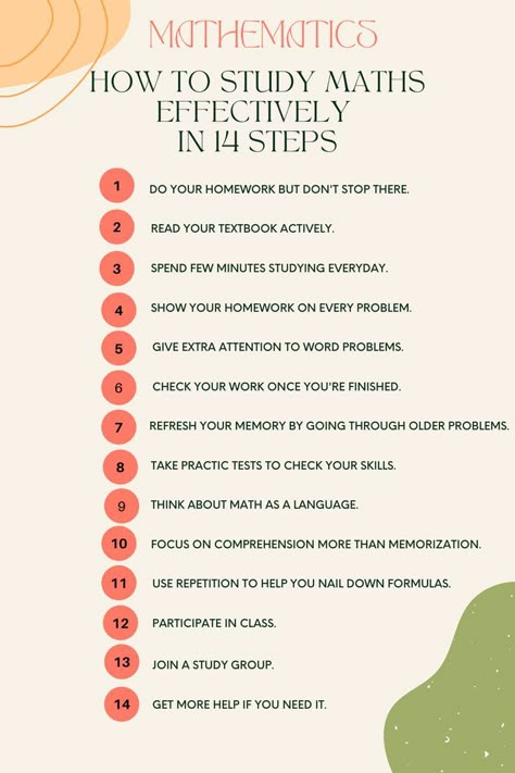 14 steps to study maths effectively How To Improve Your Math Skills, How To Take Math Notes College, Best Way To Study For A Math Test, How To Study Maths Like A Pro, How To Improve Your Study Skills, Maths Study Tips Class 9, Math Study Techniques, How To Become Good In Maths, Maths Improvement Tips