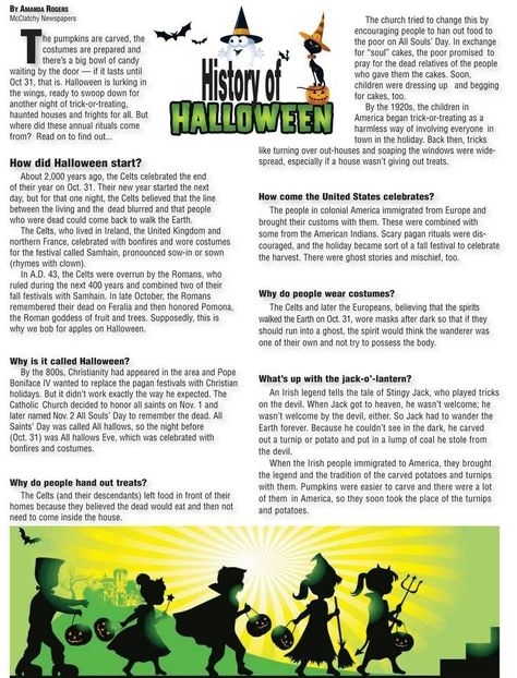 Scary Halloween Backgrounds, History Of Halloween, Holiday Trivia, Halloween Lesson, Homeschool Holidays, Halloween History, Halloween Worksheets, Halloween Facts, Halloween Traditions