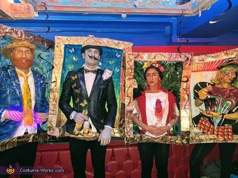 Kahlo, Dali, Picasso and Van Gogh Paintings - 2020 Halloween Costume Contest Picture Frame Costume, Famous Art Costume, Famous Painting Costume, Frida Kahlo Costume Ideas, Picasso Costume, Artwork Costume, Painting Costume, Gogh Paintings, Cardboard Costume