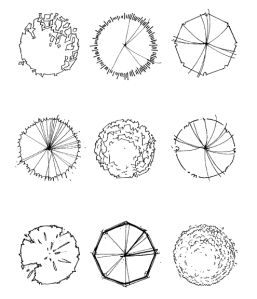 Drawn by Chohee Song Some of these symbols are referred to the book which is Landscape Graphics. However, I designed some of tree symbols in plan. It was quite interesting for me. I could observe s… Architectural Trees, Landscape Architecture Graphics, Landscape Design Drawings, Symbol Drawing, Landscape Architecture Drawing, Tree Plan, Tree Sketches, Landscape Sketch, Architecture Graphics