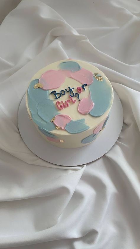 Cake Ideas Gender Reveal, Cute Gender Reveal Cakes, Baby Shower Cake Designs Simple, Baby Gender Reveal Cake Ideas, Gender Cake Ideas, Baby Shower Cake Simple, Baby Reveal Cake Ideas, Gender Reveal Cake Design, Simple Baby Shower Cakes