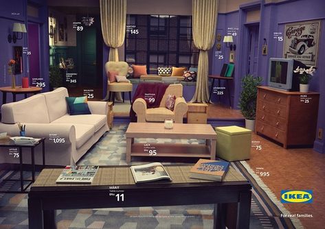 How To Recreate The 'Friends' Living Room With IKEA Furniture Ikea Uae, Ikea Instructions, Ikea Sideboard, Diy Sideboard, Friends Apartment, Ikea Catalog, Living Tv, Pub Set, Ikea Store