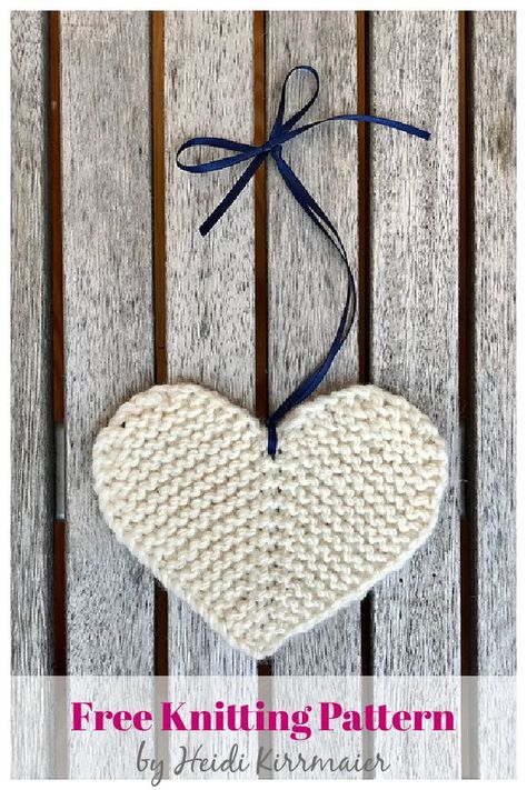 Rustic Little Flat Heart Free Knitting Pattern Knitted Heart Pattern, Free Crochet Blanket Patterns, Dishcloth Knitting Patterns, Knitted Heart, Knitting Crafts, Christmas Knitting Patterns, Knitting Instructions, Crochet Patterns Free Blanket, Easy Knitting Patterns