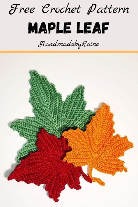 Crochet Leaf Free Pattern, Crocheted Leaves, Picot Crochet, Crochet Fall Decor, Crochet Leaf Patterns, Fall Crochet Patterns, Leaf Patterns, Halloween Crochet Patterns, Crochet Christmas Decorations