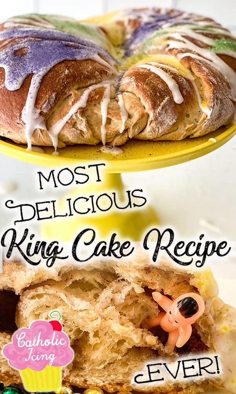 World's Most Delicious King Cake Recipe EVER!!! King Cake Filling Ideas, King Cakes Recipe, Authentic King Cake Recipe, Kings Cake Recipe Traditional, King Cake Recipe Traditional, Kings Cake Recipe, Cinnamon Roll King Cake, King Cake Recipe Cream Cheese, Easy King Cake Recipe