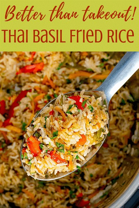 Thai Basil Rice, Thai Rice Recipes, Thai Basil Recipes, Thai Basil Fried Rice, Fried Rice Vegan, Basil Rice, Basil Fried Rice, Thai Fried Rice, Rice Recipes Vegan