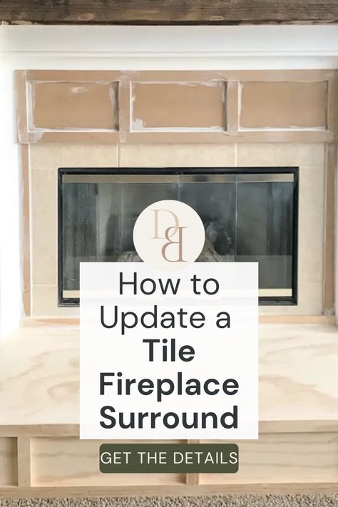 Want to update a builder's grade fireplace? In this post, I'll show you how to bring a tile surround fireplace up to date. Such an easy DIY with amazing results! Fireplace Fixer Upper, Chimney Tile Fireplace Makeovers, How To Redo Fireplace Mantle, Fireplace Facelift Tile, Retiling Fireplace Surround, How To Cover Up Tile On Fireplace, Tile To Brick Fireplace Makeover, Refacing Fireplace Tile, Tile Fireplace Remodel