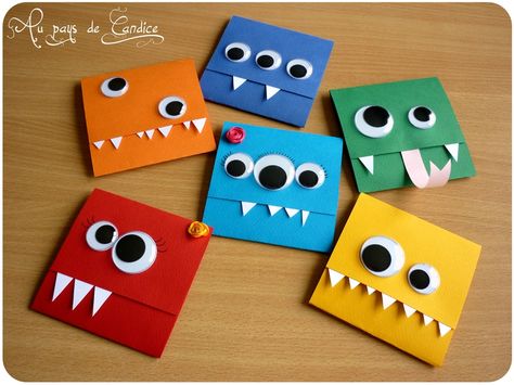 Invitations pour anniversaire "monstres rigolos" Tutoriel sur le blog: http://paysdecandice.canalblog.com/archives/2014/10/19/30795151.html Monster Birthday Parties, Monster Cards, Monster Birthday, Monster Party, Birthday Cards Diy, Kids Cards, Diy Cards, Homemade Cards, Halloween Crafts