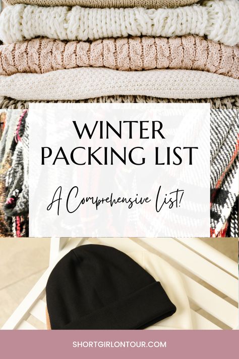 Winter Packing List - What to Pack for a Winter Trip - SHORT GIRL ON TOUR Winter Beach Trip Outfits, Vegas Trip Outfits, Christmas Packing List, Weekend Trip Packing List, Winter Vacation Packing, Winter Trip Packing List, Weekend Trip Packing, Germany In Winter, Winter Travel Packing