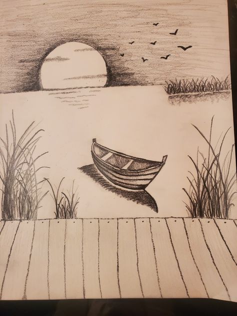 First Full Page Sketch - Pinterest Inpiration - Graphite Sketching Pencils Drawing Full Page, Full Page Sketches, Sunset Drawing Pencil Sketch, Full Page Drawings, Cute Doodle Art, Cute Doodles, Art Drawings Sketches, Doodle Art, Drawing Sketches