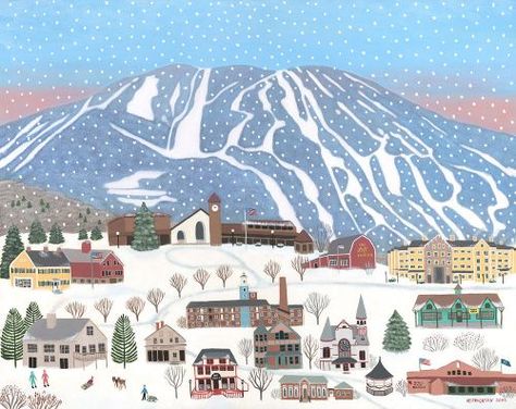 Ludlow, Vermont Ski Resort - Painting by Martha Painting Ideas Winter, Ludlow Vermont, Vermont Ski Resorts, Vermont Art, Rutland Vermont, Killington Vermont, Vermont Winter, Ski Mountains, Travel Thoughts