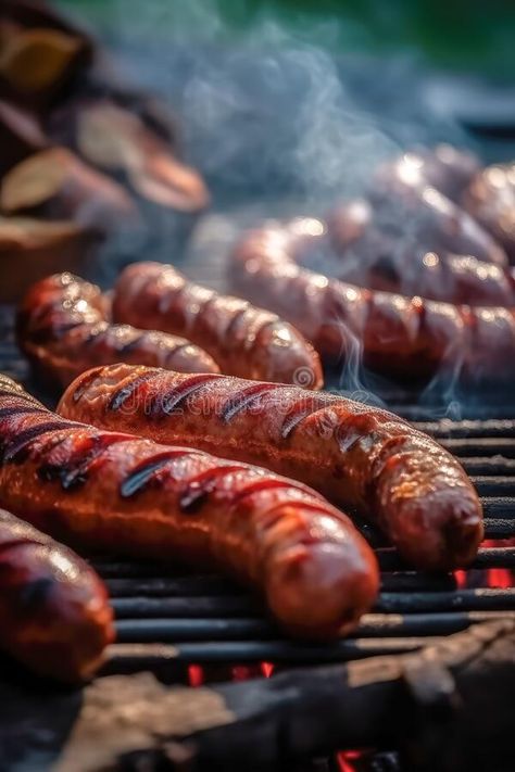 Appetitive grilled sausage on the flaming grill. Delicious crisp sausages. Space for text. Generative AI royalty free stock images Grilled Hotdogs, Grill Photography, Grill Sausage, Bbq Pics, Food Staging, Grilling Hot Dogs, Formula Recipes, Meat Steak, Grilled Sausage