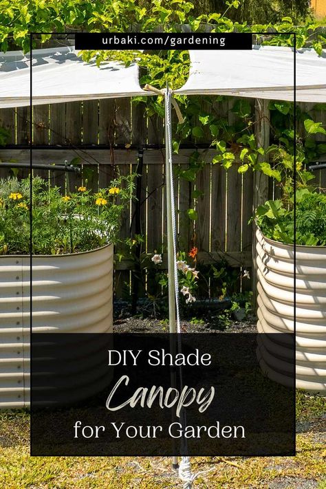 Garden Sun Shade Ideas Diy, Sun Shade For Garden, Garden Shade Cloth Ideas, Diy Shade Cloth For Plants, Diy Shade For Garden, Plant Shade Cover Diy, Garden Shade Cover Diy, Diy Shade Canopy, Garden Shade Ideas