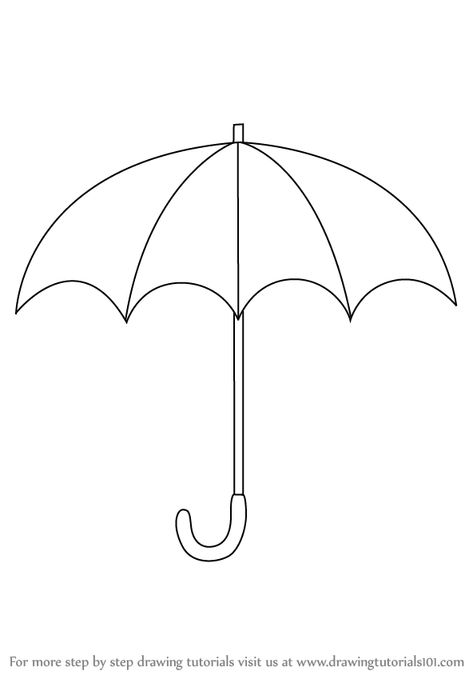 Simple Umbrella Drawing, Umbrella Outline Drawing, Open Umbrella Drawing, Easy Umbrella Drawing, Umbrella Worksheet, Easy Object Drawing, Umbrella Outline, Draw Umbrella, Drawing Umbrella