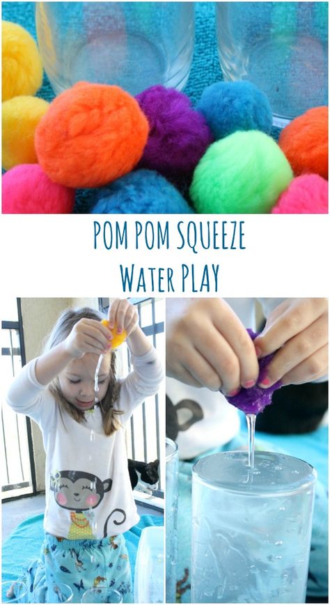 Simple fine motor activity for preschoolers. Pom pom squeeze water play. Reptiles Activities, Water Study, Water Play For Kids, Water Table Activities, Toddler Class, Fine Motor Activity, Activity For Toddlers, Play For Kids, Preschool Fine Motor