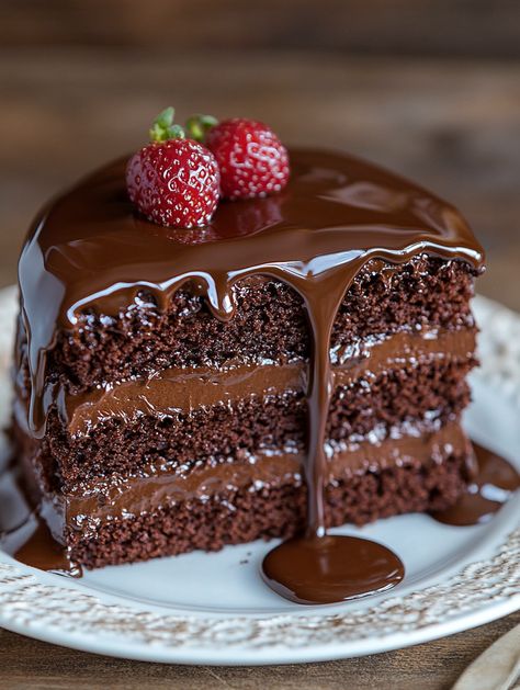 Layered Chocolate Delight 🍫    🍫 𝗜𝗻𝗴𝗿𝗲𝗱𝗶𝗲𝗻𝘁𝘀 🍫 1 3/4 cups flour 2 cups sugar 3/4 cup dark cocoa powder 1 1/2 tsp baking powder 1 1/2 tsp baking soda 1 tsp salt 2 eggs 1 cup milk 1/2 cup vegetable oil 2 tsp vanilla extract 1 cup boiling water 🍫 𝗗𝗶𝗿𝗲𝗰𝘁𝗶𝗼𝗻𝘀 🍫 1. Preheat your oven to 350°F (180°C) and grease and flour two 9-inch round baking pans. 2. In a large mixing bowl, combine flour, sugar, cocoa, baking powder, baking soda, and salt. Add egg Chocolate Delight Recipe, Pretty Dessert, Chocolate Delight, Yummy Comfort Food, Sweet Snacks Recipes, Chocolate Cake Recipe, 2 Eggs, Holiday Desserts, Cafe Food