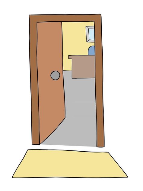 Cartoon office entrance door, vector illustration Knock The Door Cartoon, Door Opening Illustration, Open Doors Illustration, Many Doors Illustration, Door Cartoon, Office Entrance Door, Open Door Vector Illustrations, Olivia Dean, Valentine Day Video