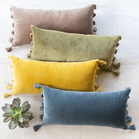 Pillows– Page 2– Jungalow Velvet Lumbar Pillow, Rustic Meets Modern, Creative Pillows, Tassel Pillow, Cozy Sofa, Pillow Ideas, Master Bed, Velvet Pillow Covers, Pillow Talk