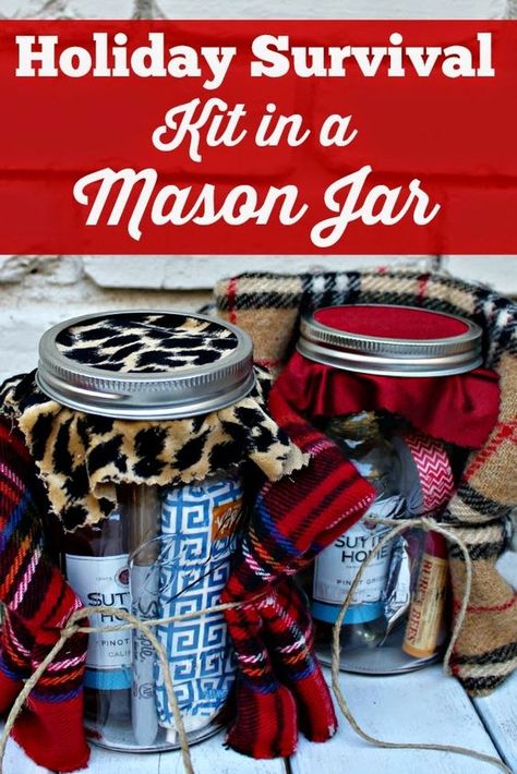 30 Christmas Gifts in a Jar - unOriginal Mom Holiday Survival Kit, Mason Jar Christmas Gifts, Girls Weekend Gifts, Gifts In A Jar, Mason Jar Ideas, Christmas Mason Jars, Mason Jar Gifts, Christmas Jars, Cute Gift Ideas