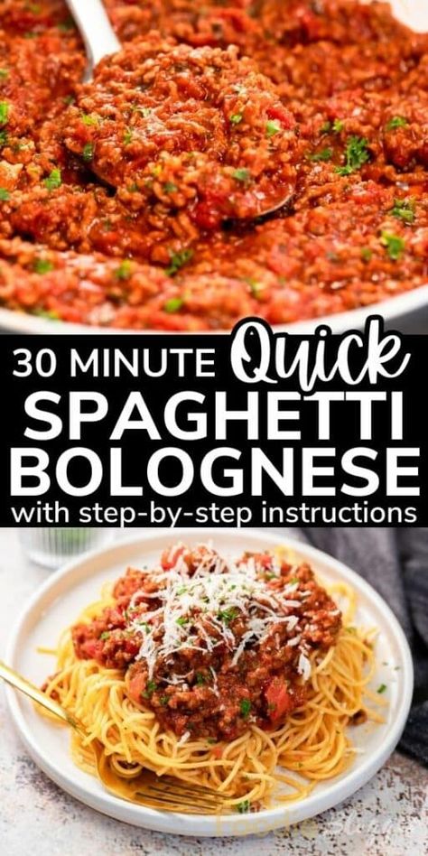 QUICK SPAGHETTI BOLOGNESE - A true crowdpleaser, this recipe is a lifesaver for days when you want your meal to taste gourmet without spending hours in the kitchen. Bolognaise Recipe, Spaghetti Bolognese Sauce, Pasta Bolognese Recipe, Spaghetti Bolognese Recipe, Bolognese Sauce Recipe, Best Spaghetti, Spaghetti Sauce Recipe, Italian Dinner Recipes, Pasta Bolognese