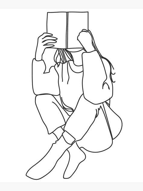 "Lost in a Book - Reading, Books, Line Drawing, Line Art, Minimal, Modern, Scandinavian, Minimalist, Nordic Art" Tote Bag by FlaurieCo | Redbubble Line Art Minimal, Digital Art Software, Drawing Line Art, Girl Reading Book, Minimal Drawings, Nordic Tattoo, Minimalist Drawing, Nordic Art, Book Tattoo