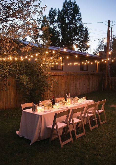 Wedding Patio Ideas, Small Anniversary Dinner Party Ideas, Gazebo Dinner Party, Intimate Backyard Wedding Night Lights, Intimate Bday Party Ideas, Backyard Tent Dinner Party, Nighttime Backyard Party, Intimate Backyard Dinner Party, Intimate Party Decor