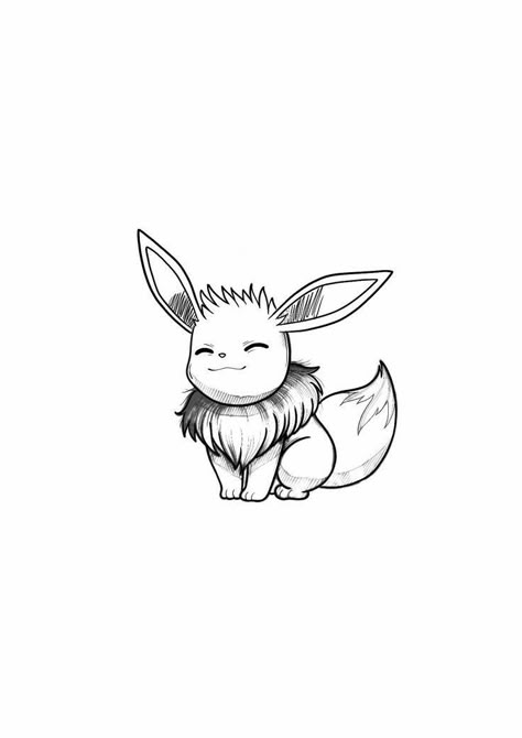 Small Eevee Tattoo, Simple Eevee Tattoo, Sylveon Tattoo Black And White, Bulbasaur Tattoo Black And White, Eevee Tattoo Ideas, Tiny Pokemon Tattoo, Eevee Outline, Eevee Tattoo Design, Growlithe Tattoo