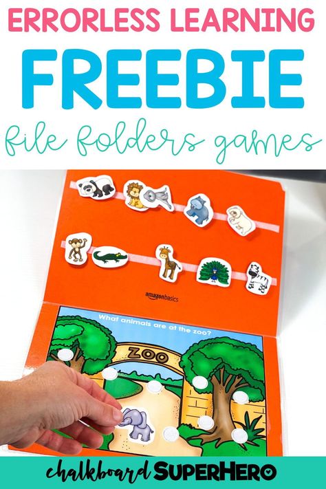 Are you looking for a hands-on learning activity that you can use with your special needs students in the classroom? You don’t want to miss this classroom freebie that includes 4 file folder games which works perfectly to use for errorless learning. These free file folder games are great to use for independent work stations, one on one instruction, or even be sent home for extra practice. With this errorless learning activity, your students can gain confidence and increase student engagement. File Folder Games Speech Therapy, Free File Folders Special Education, Free Errorless File Folders, Free Errorless Learning Activities, Free File Folder Games For Toddlers, Free File Folder Games For Preschool, Busy Boxes For Older Kids, Preschool File Folders Free Printable, Errorless File Folders Free